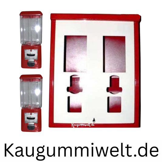 2er Set Wandgehäuse inkl. 2 Kaugummiautomaten und Schloss